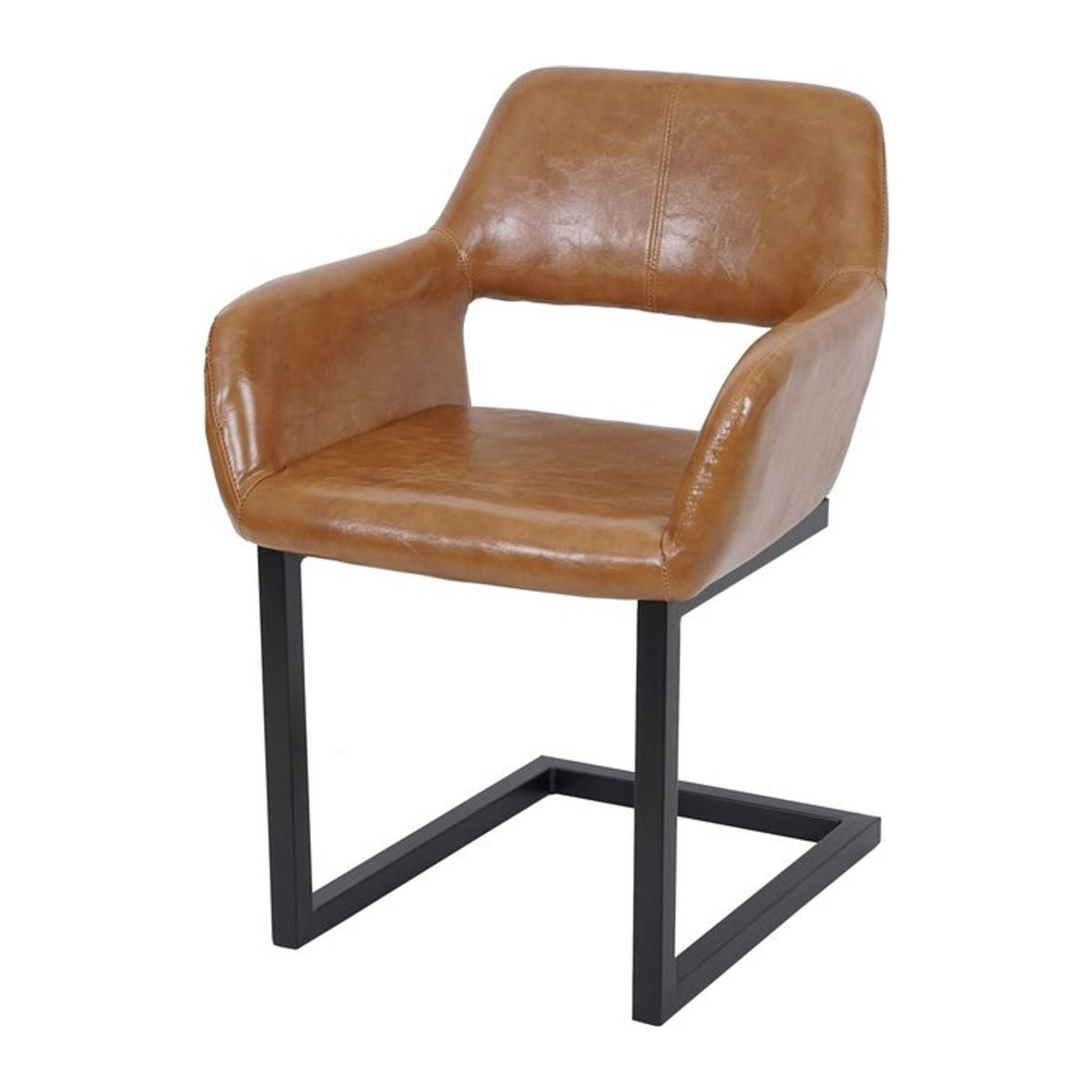 Esszimmerstuhl MCW-A50 II Freischwinger im Retro Mid-Century Design aus Kunstleder in Braun mit Metallgestell - Bild 1