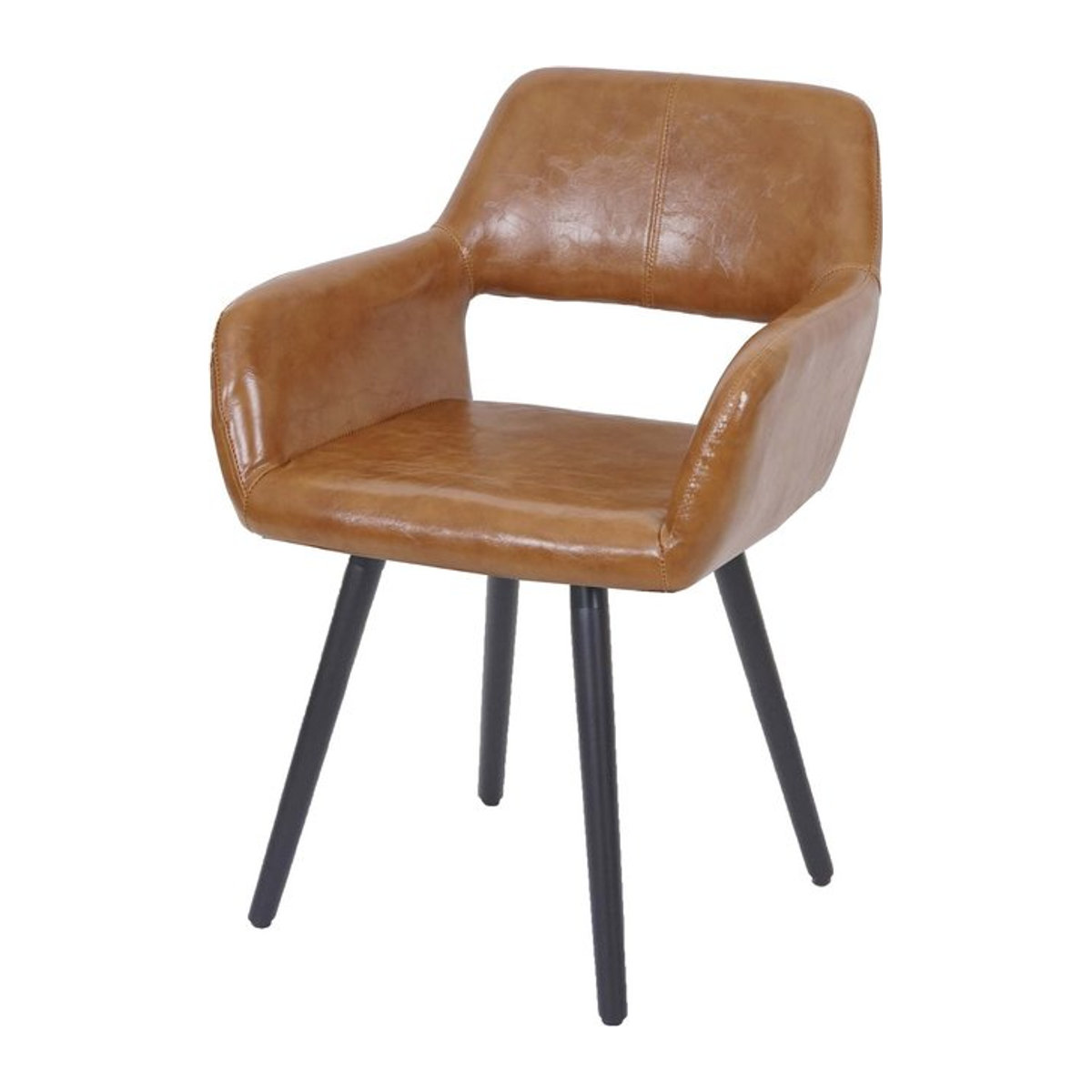Esszimmerstuhl MCW-A50 II im Retro Mid-Century Design aus braunem Kunstleder mit Metallbeinen - Bild 1