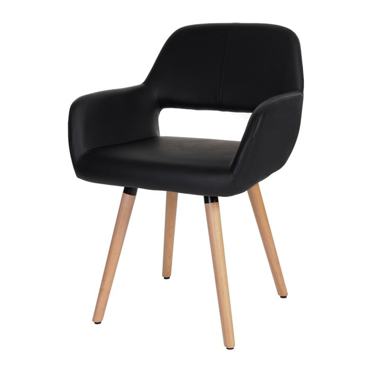 Esszimmerstuhl MCW-A50 II im Retro Mid-Century Design aus Kunstleder und Holz, Schwarz - Bild 1