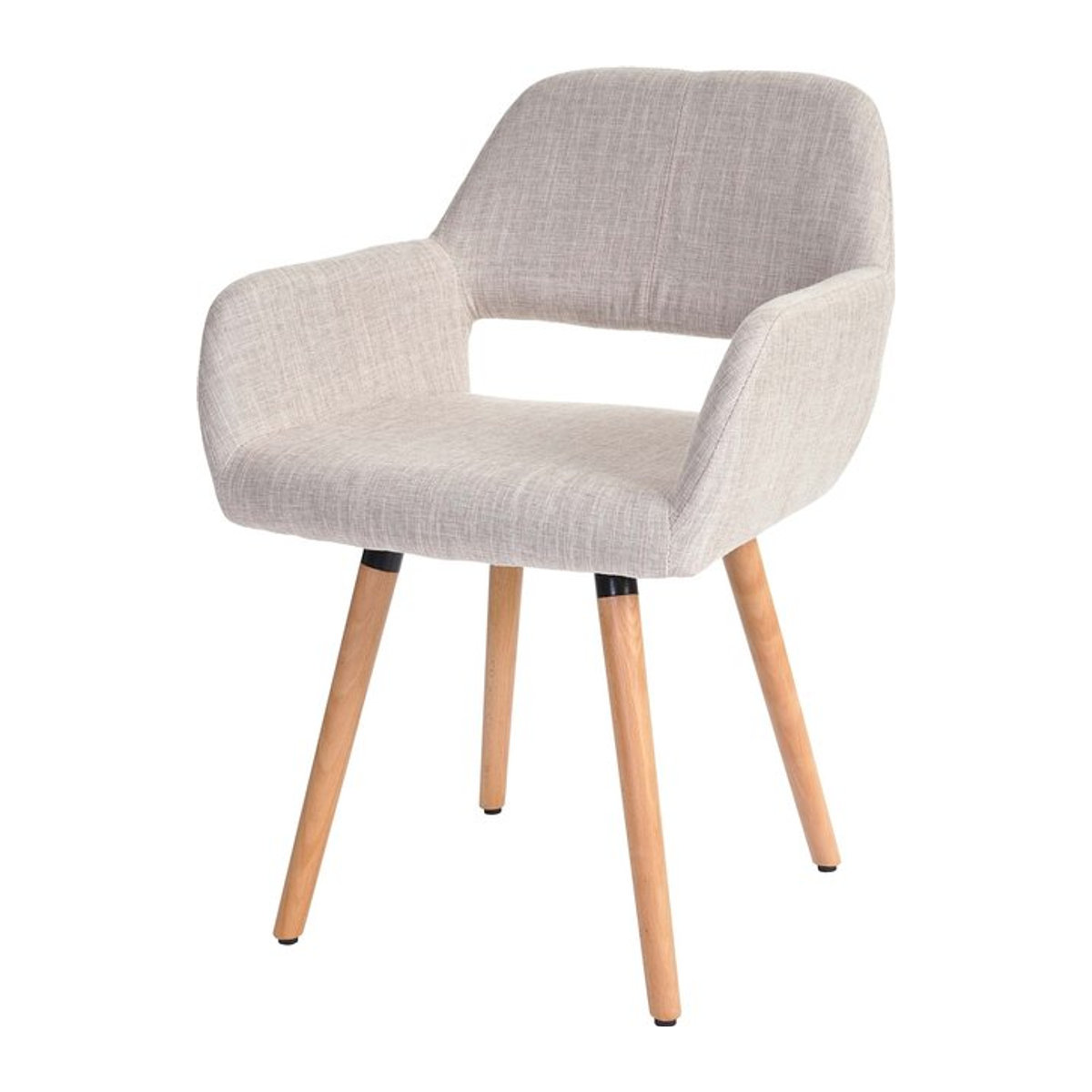 Esszimmerstuhl MCW-A50 II im Retro Mid-Century Design mit Stoffbezug in Creme und Grau - Bild 1