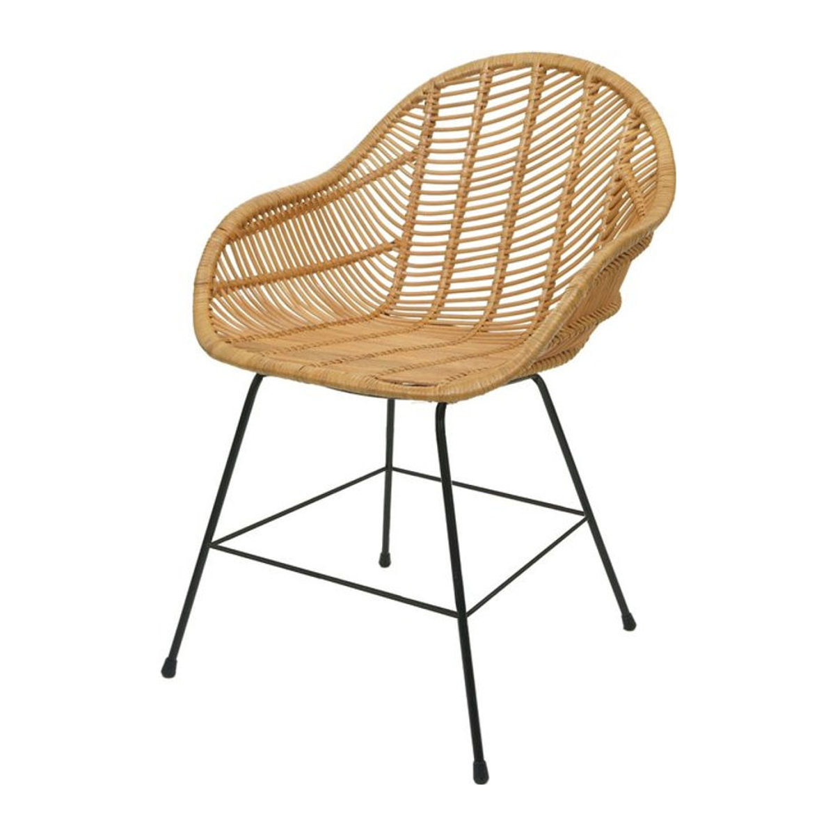 Esszimmerstuhl MCW-M28 Korbstuhl aus Kubu Rattan und Metall in Braun und Natur im Bohemian-Stil - Bild 1