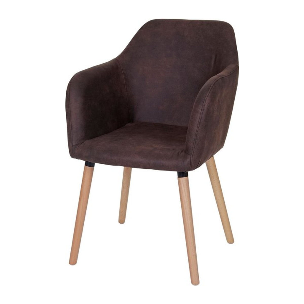 Esszimmerstuhl Vaasa T381 von MCW im Retro 50er Jahre Design, brauner Stoff mit Holzbeinen - Bild 1