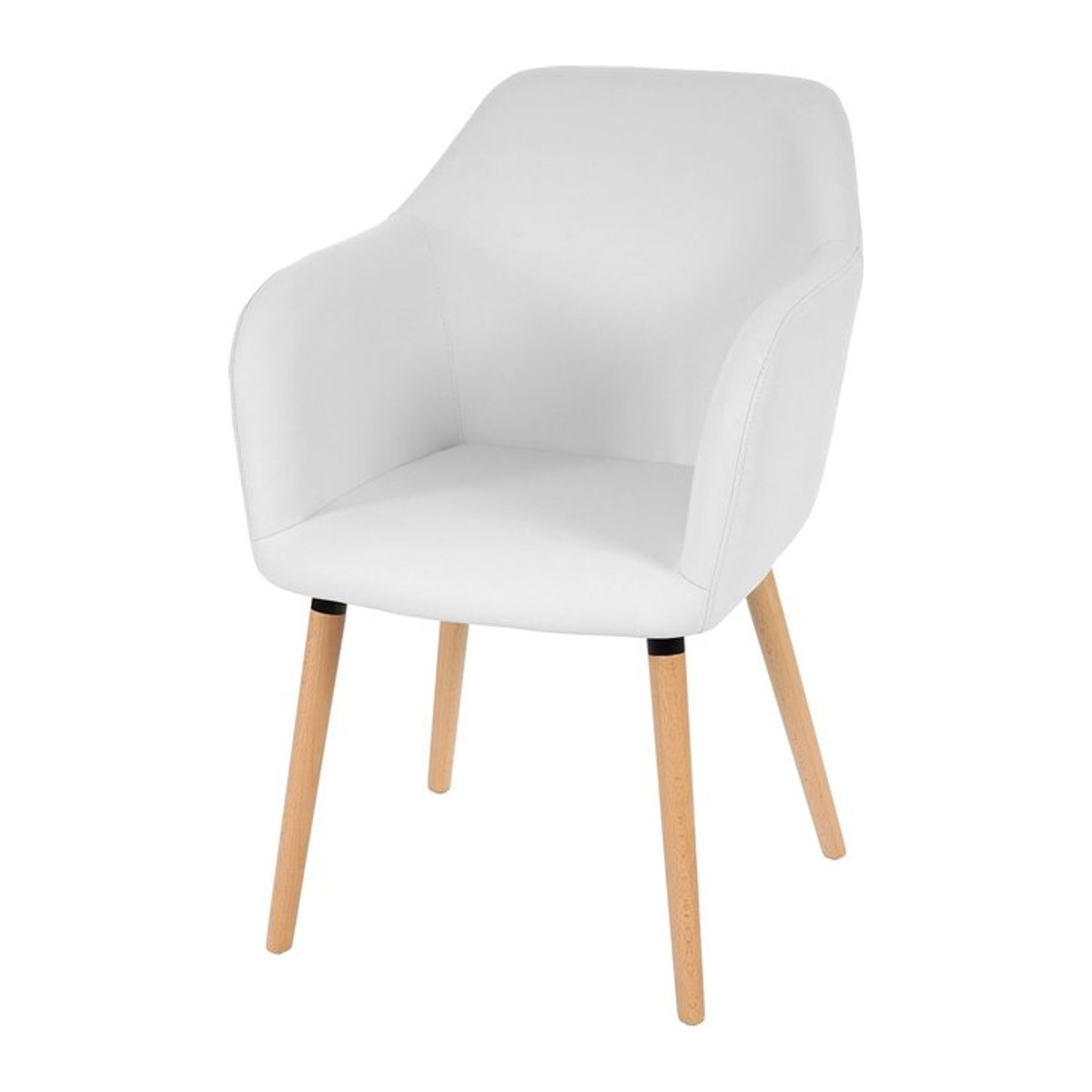 Esszimmerstuhl Vaasa T381 von MCW im Retro Mid-Century Design, weißes Kunstleder mit hellen Holzbeinen - Bild 1