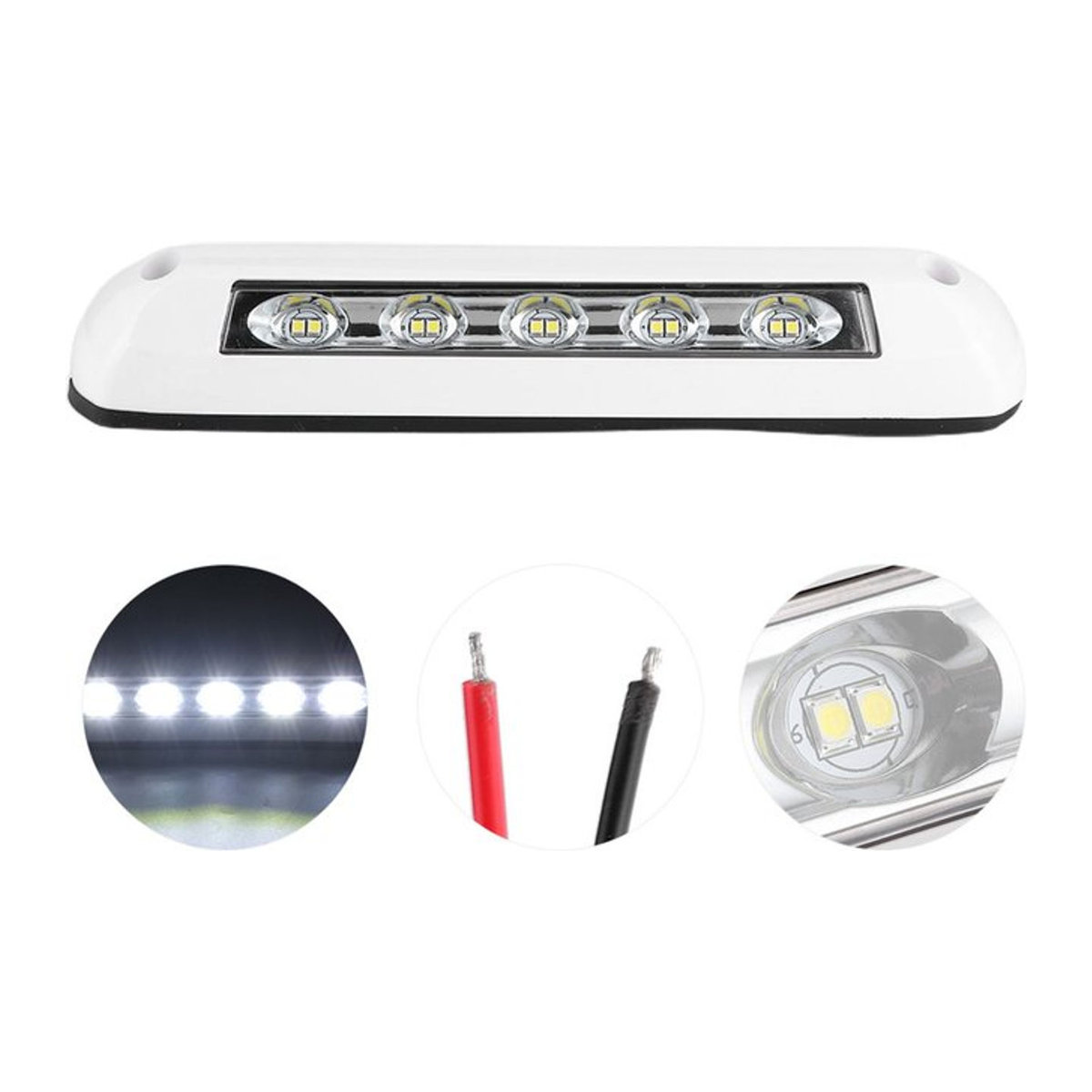 ESTINK LED Außenbeleuchtung für Wohnmobile 8W Wasserdicht 12V/24V Weiß - Bild 1