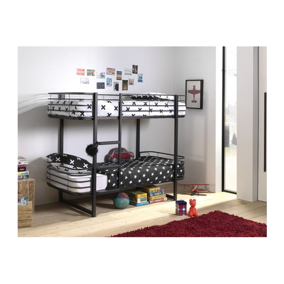 Etagenbett Oscar von Vipack aus Metall in Schwarz mit 2 Liegeflächen B/T: 90 x 200 cm - Bild 1