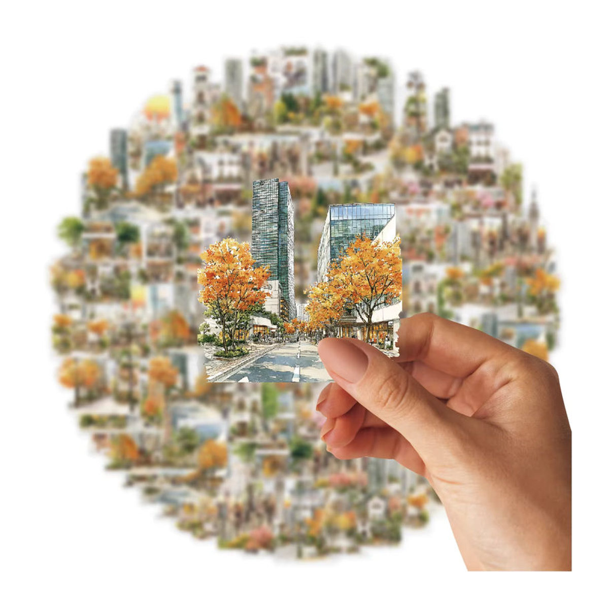 Etori Life 15 Stück Herbst-Sticker Set mit Stadtlandschaft und Hochhäusern, mehrfarbig, für Scrapbooking und Dekoration - Bild 3
