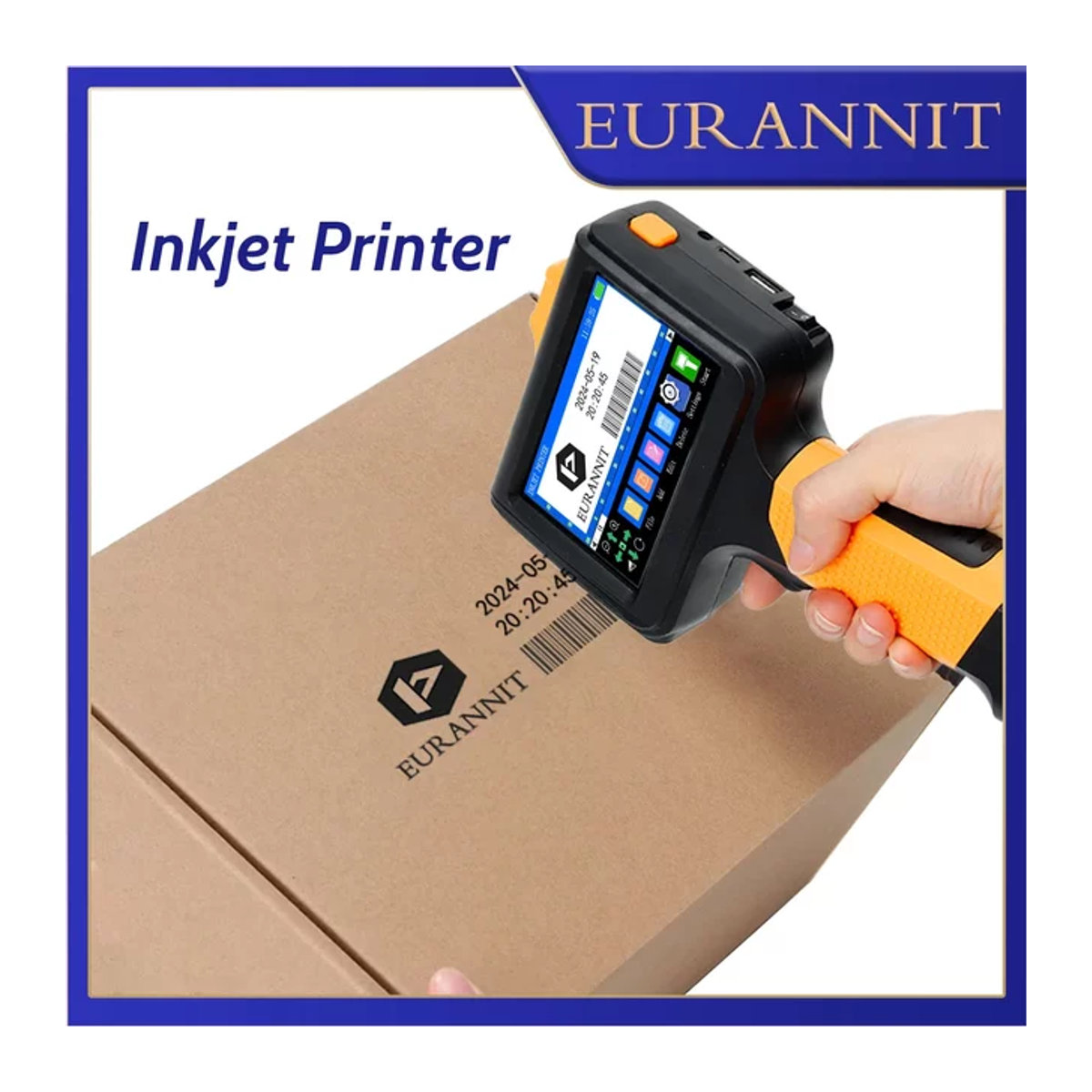 EURANNIT E19 Tragbarer Thermo-Tintenstrahldrucker zur Kodierung von Verfallsdaten, QR-Codes, Barcodes und Logos in Schwarz/Weiß, 12,7 mm - Bild 1