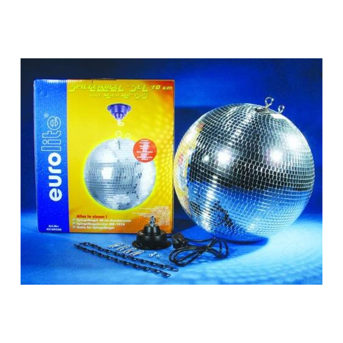 Eurolite Discokugel-Set mit Motor, mehrfarbig und silber, Durchmesser: 40 cm - Bild 1