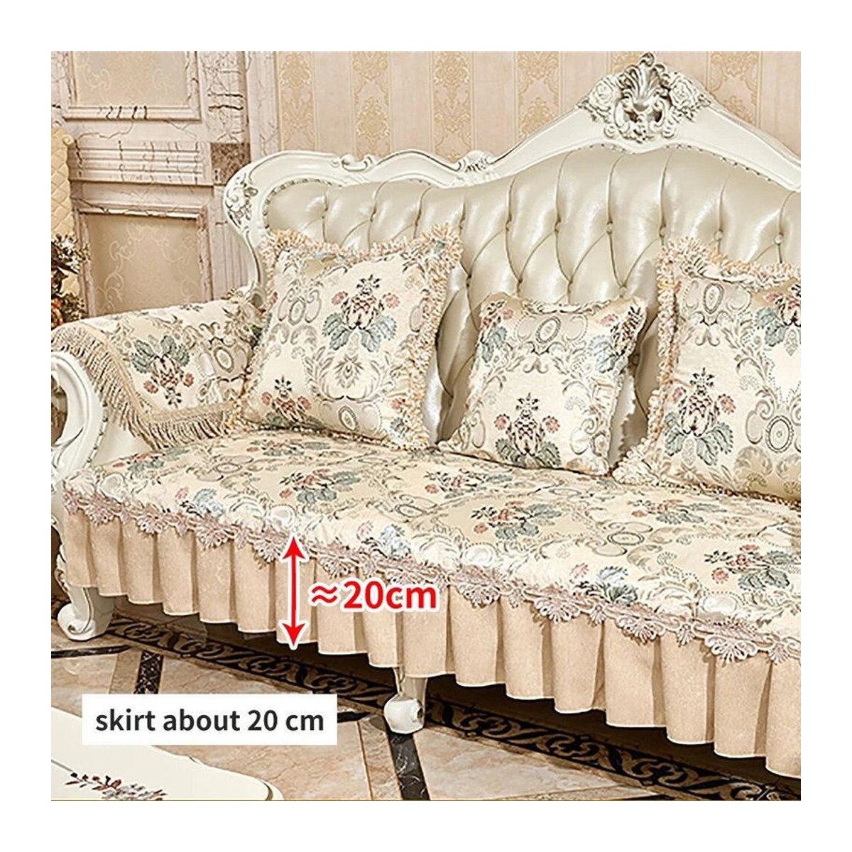 Europäischer Vintage-Jacquard-Sofabezug von A Family Of Home Textiles, rutschfester Schonbezug für dein Wohnzimmer, mehrfarbig, B: 180 cm - Bild 3