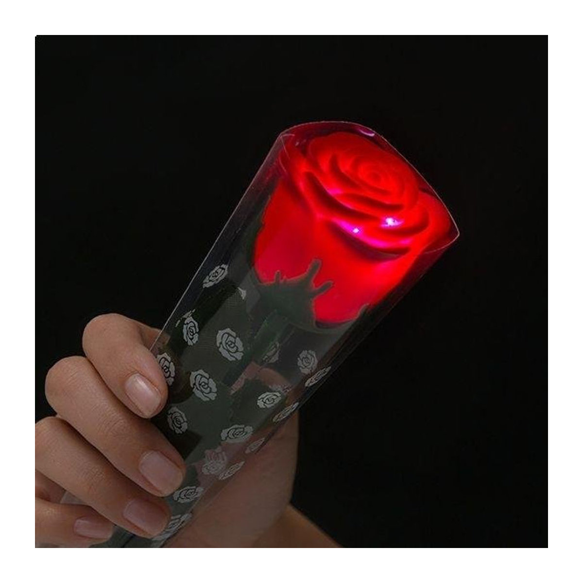 Eurowebbiz Künstliche Rose in Rot mit farbwechselnder LED-Beleuchtung zur Dekoration - Bild 1