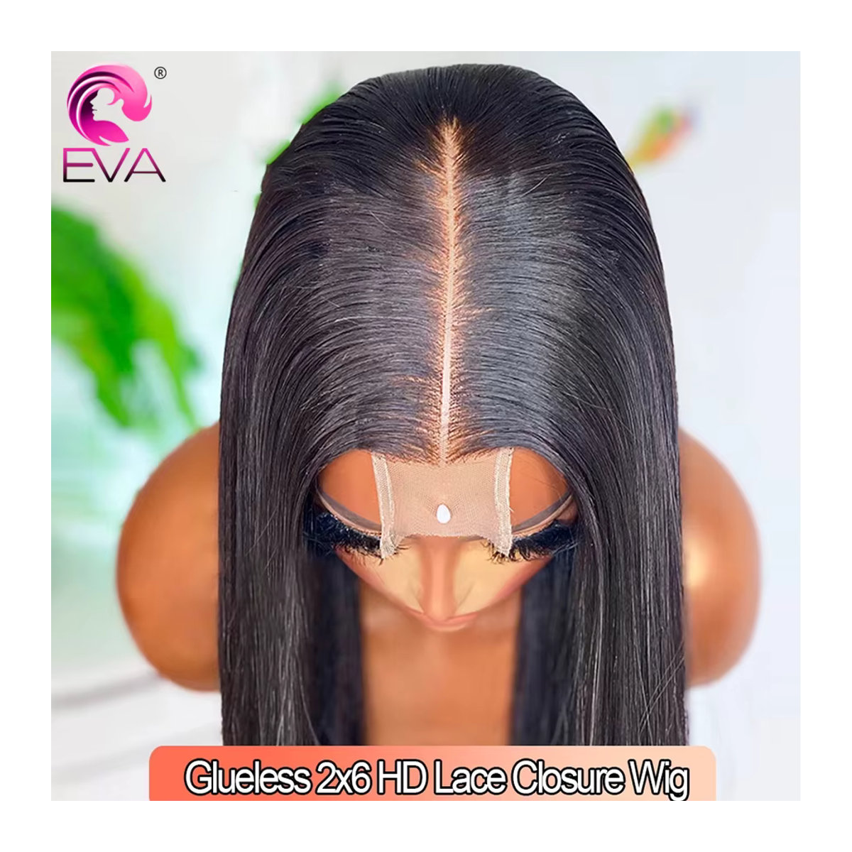 Eva Haar 100% Echthaar Perücke mit 2x6 HD Spitze und tiefer Trennung in Schwarz - Bild 2
