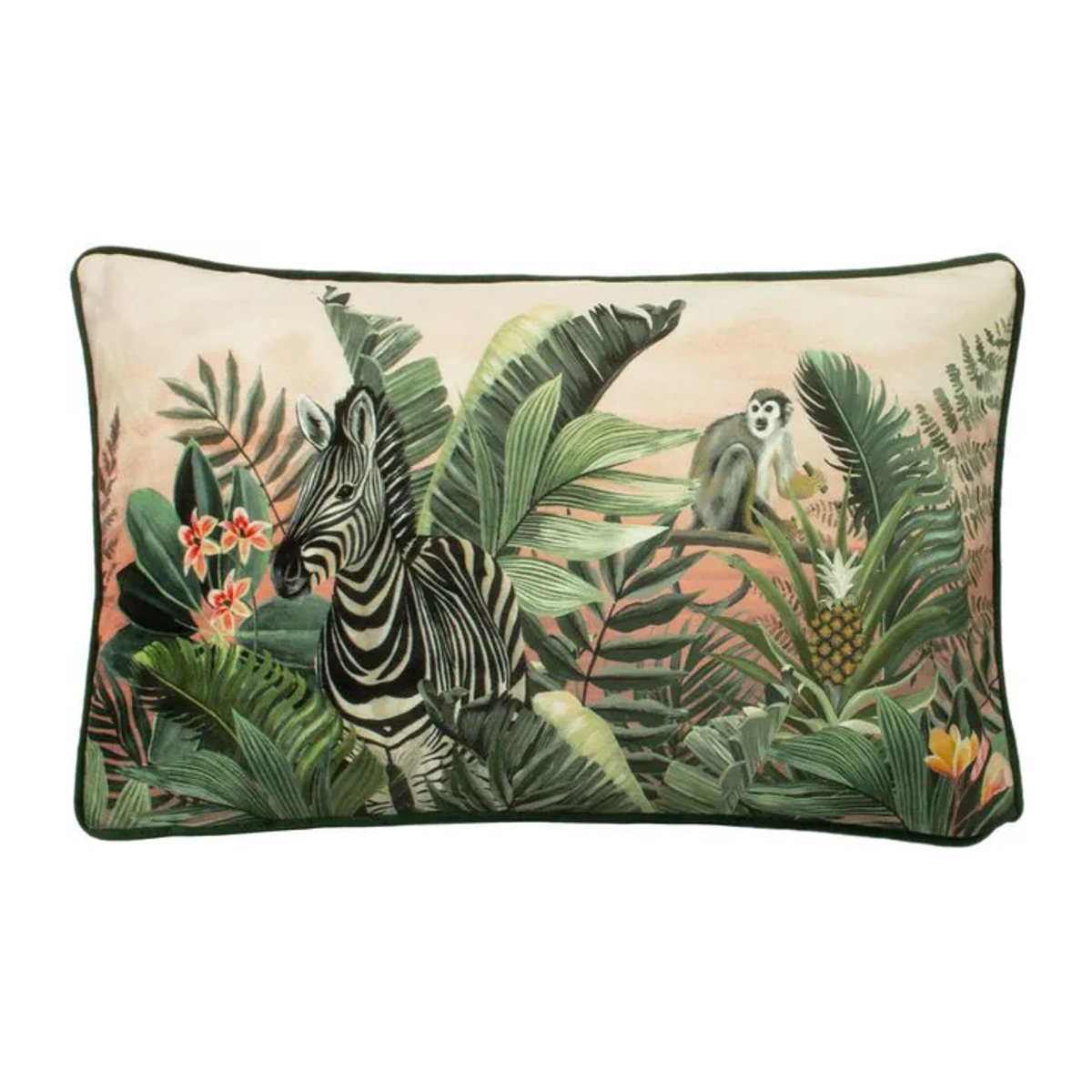 Evans Lichfield Manyara Zebra-Kissenbezug, grün/mehrfarbig, B: 30 cm - Bild 1