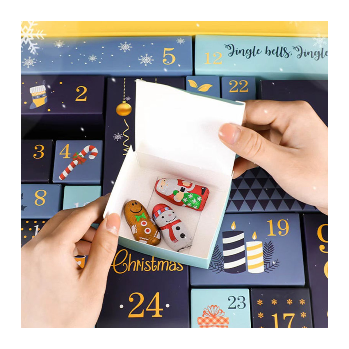 EVE Weihnachts-Adventskalender mit 24 Tagen für Kinder, handgefertigte leere Papierboxen in floralem Design, Blau und Schwarz - Bild 3