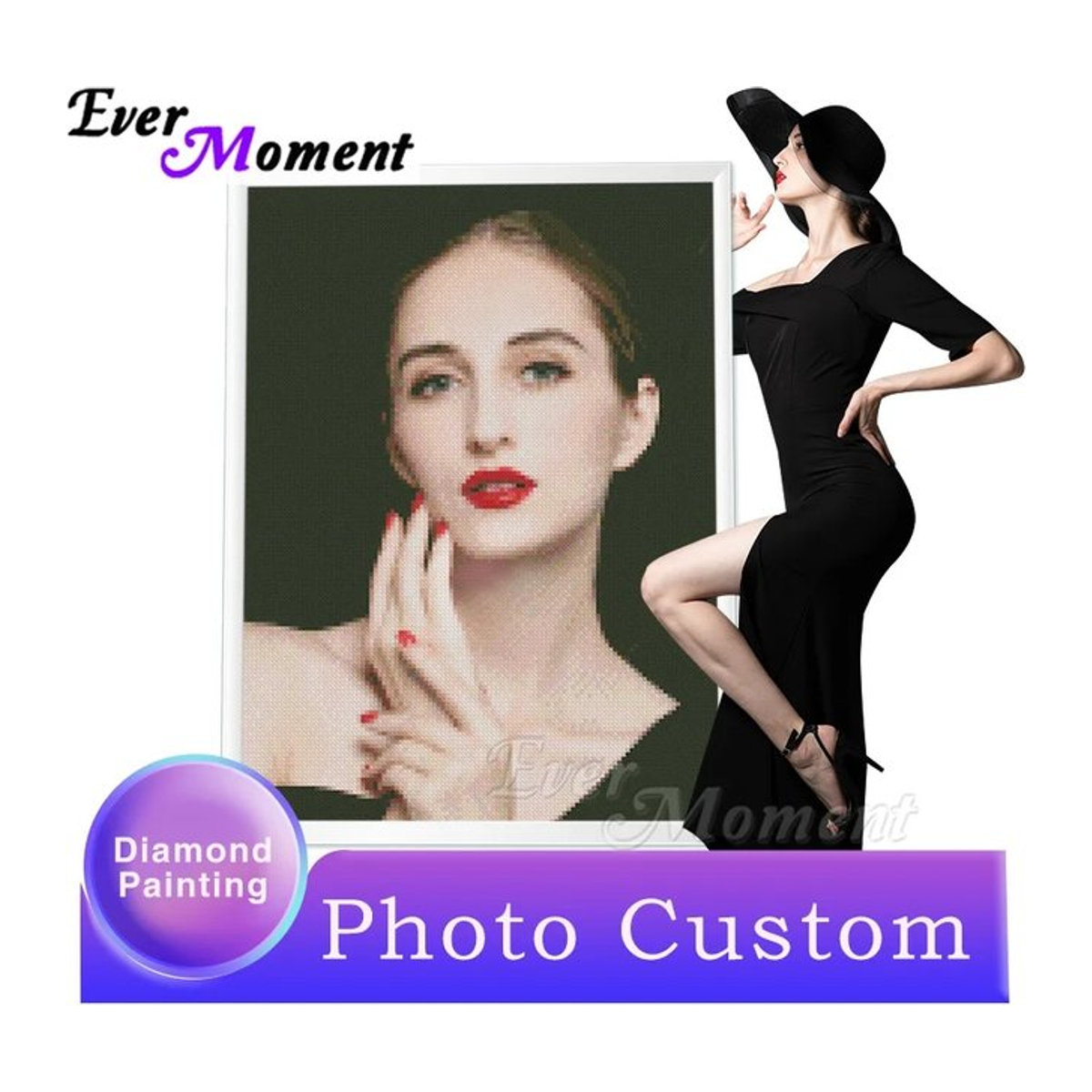Ever Moment Personalisierte Diamantmalerei als DIY 5D Kunstwerk mit Rundem Motiv und Vollplatz-Bohrern in Mehrfarbig - Bild 1