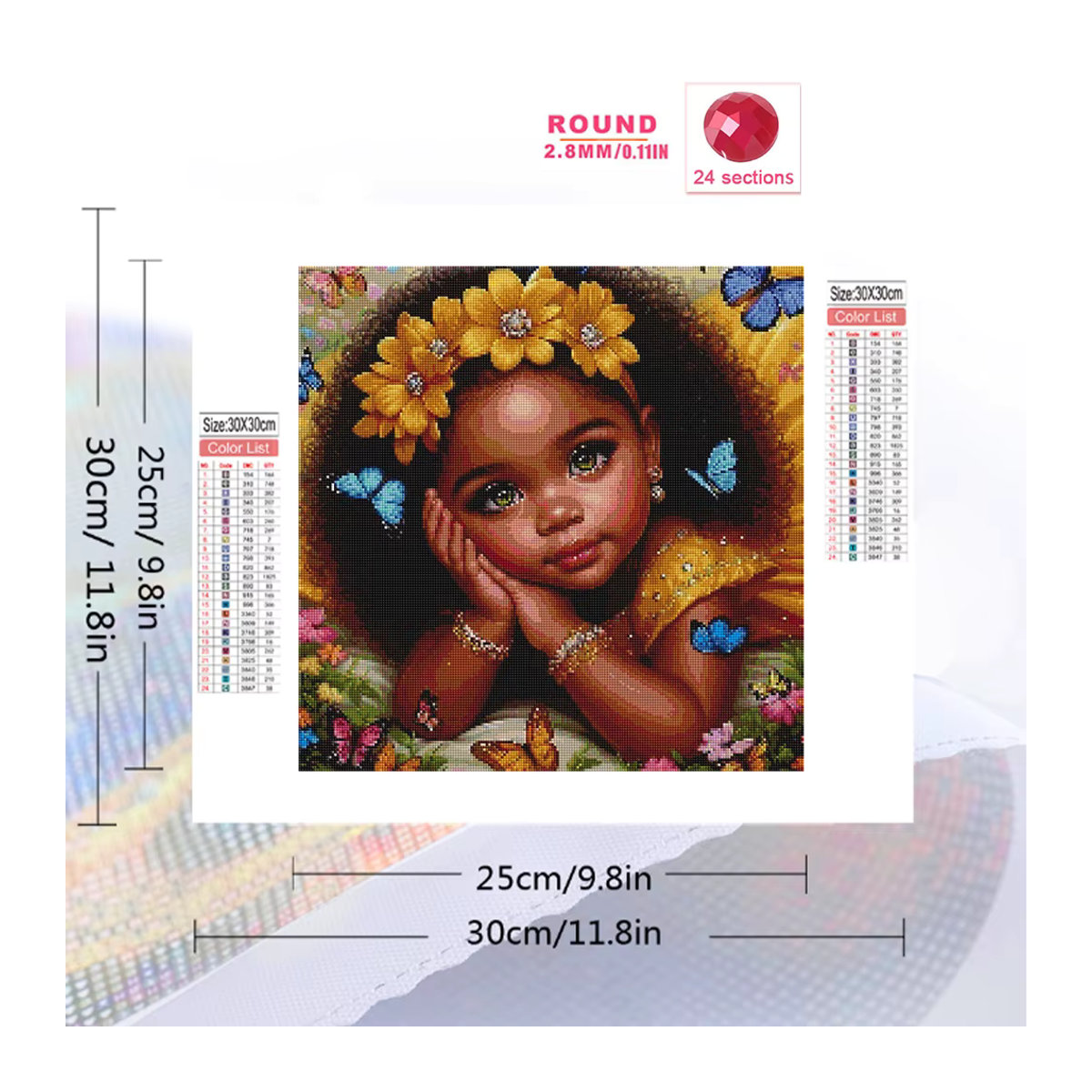 Ever shine 5D Diamantmalerei Afrika Mädchen Porträt DIY Mosaik Set mit quadratischen Steinen, mehrfarbig - Bild 2