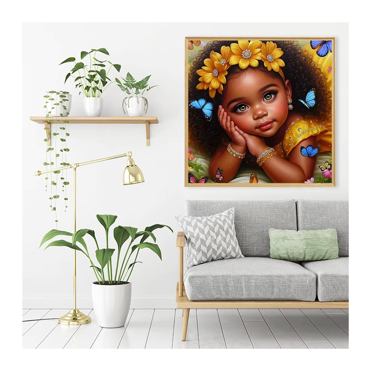 Ever shine 5D Diamantmalerei Afrika Mädchen Porträt DIY Mosaik Set mit quadratischen Steinen, mehrfarbig - Bild 3