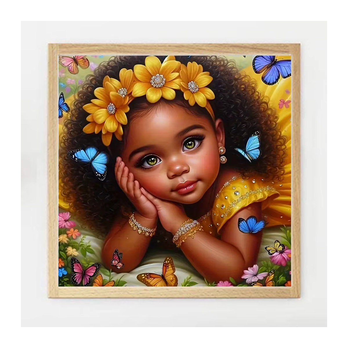 Ever shine 5D Diamantmalerei Afrika Mädchen Porträt DIY Mosaik Set mit quadratischen Steinen, mehrfarbig - Bild 4