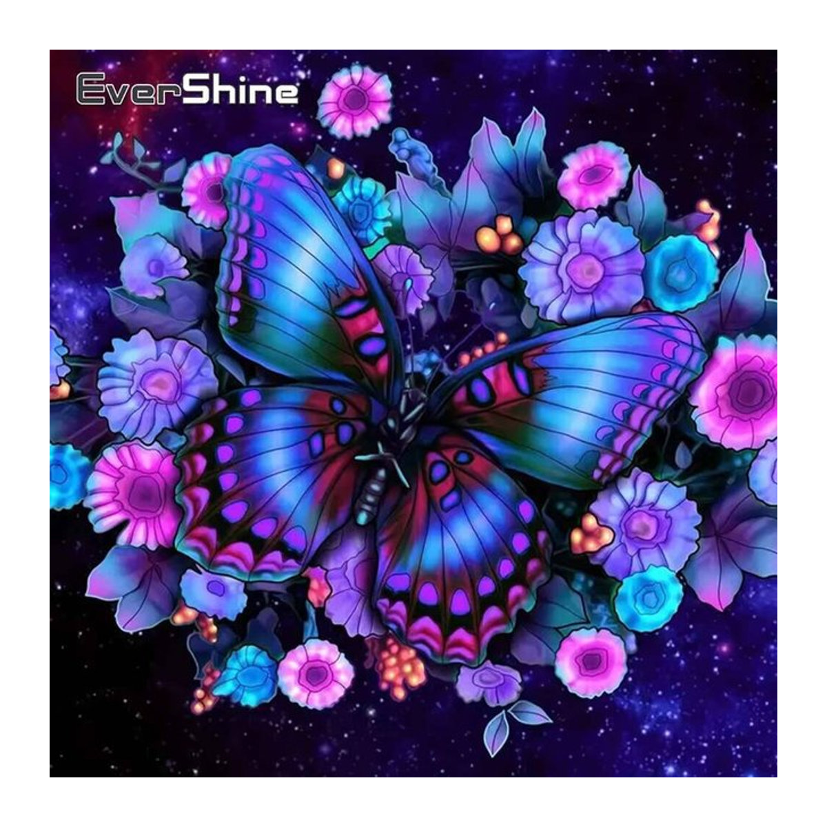 Ever shine 5D DIY Diamantmalerei Schmetterling und Blumen als Wanddekoration in Mehrfarbig - Bild 1