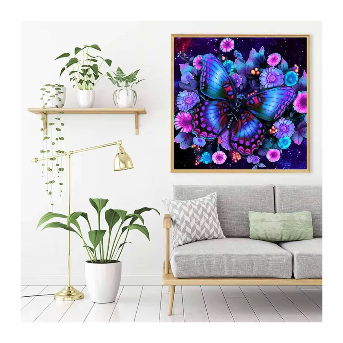 Ever shine 5D DIY Diamantmalerei Schmetterling und Blumen als Wanddekoration in Mehrfarbig - Bild 3
