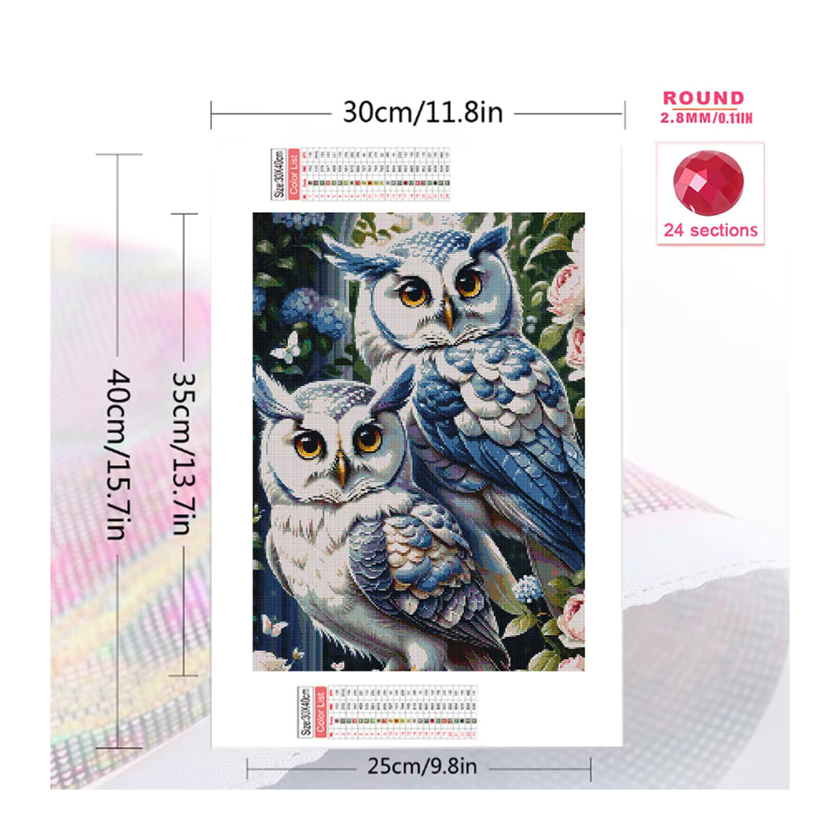 Ever shine Diamantstickerei Eule als Diamond Painting Set mit Mosaik-Tier-Motiv in Mehrfarbig - Bild 2