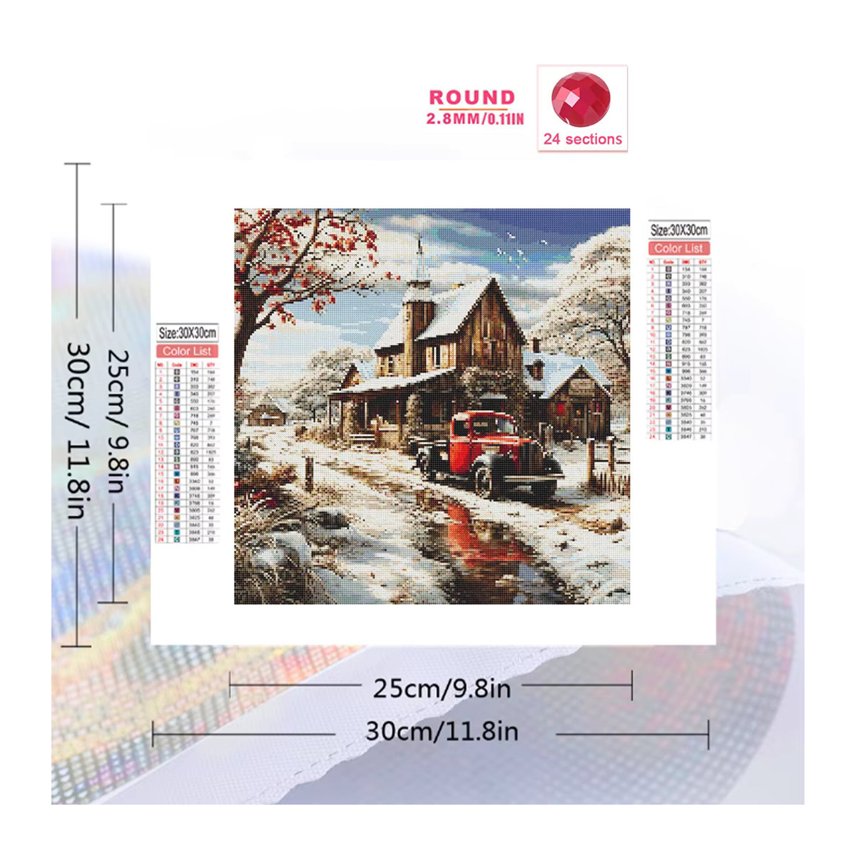Ever shine Diamond Painting Set Landschaft Landhaus mit mehrfarbigen runden Mosaiksteinen zur Wandmontage - Bild 2