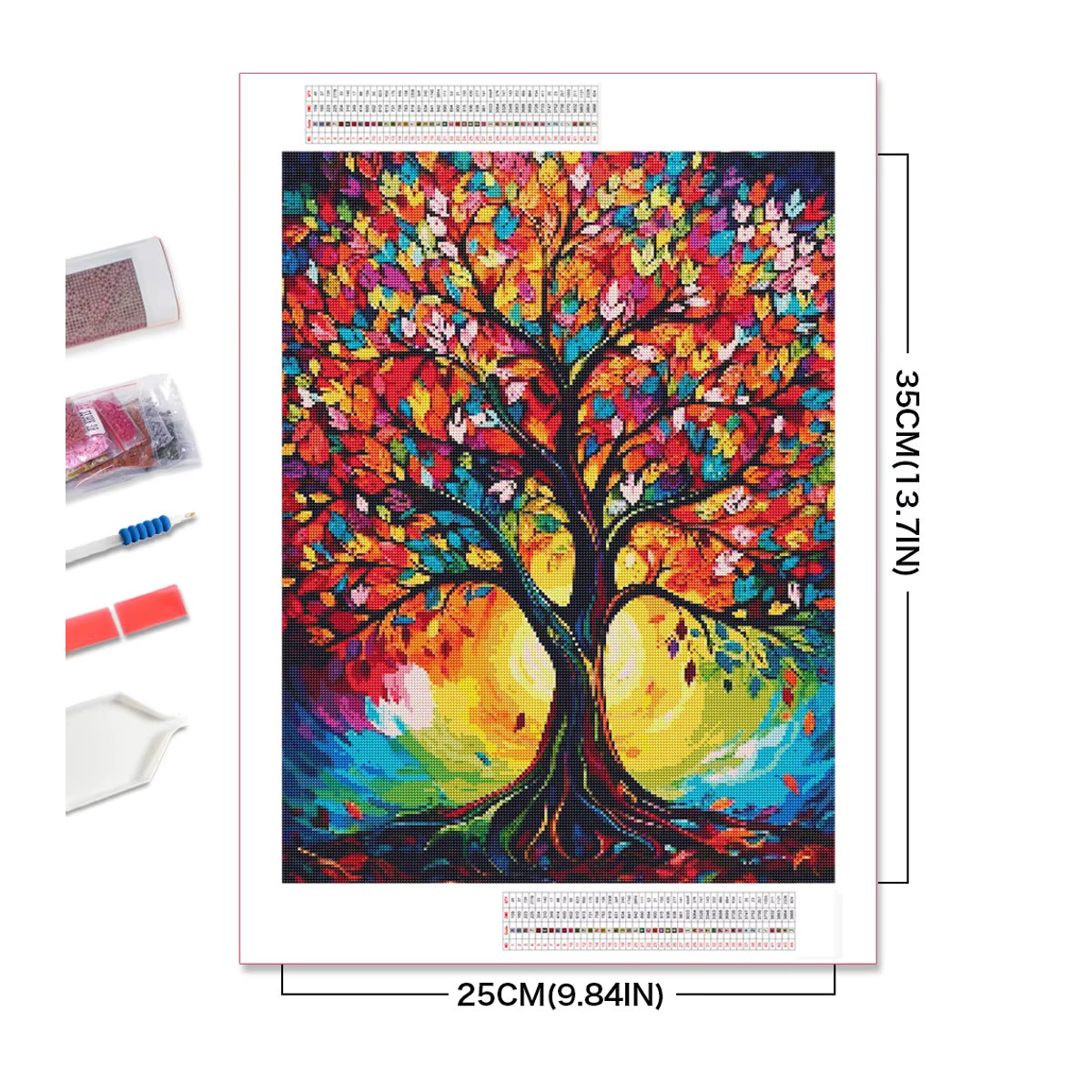 Ever shine Diamond Painting Set Landschaft und Vogel mit floralen Motiven, Rund geschliffene Steine, Mehrfarbig, B/H: 40 x 30 cm - Bild 2