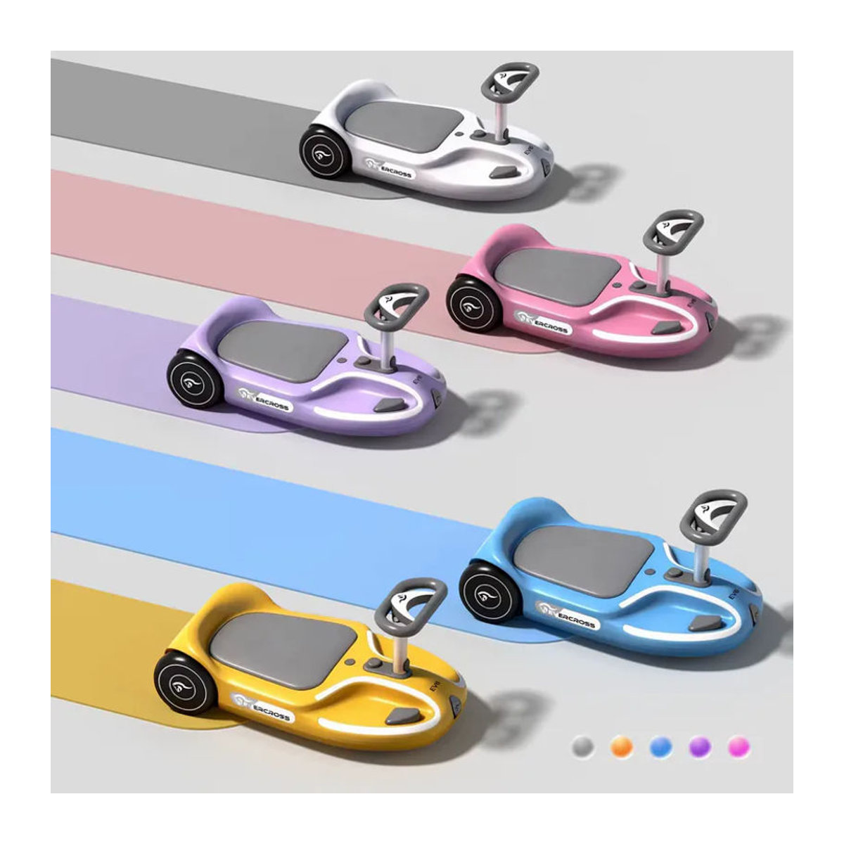 EVERCROSS TECH EV6 Elektroauto für Kinder 4-in-1 Schaukelauto mit 90W bürstenlosem Motor und 3-Gang-CyberWiggle in Gelb oder Blau - Bild 6
