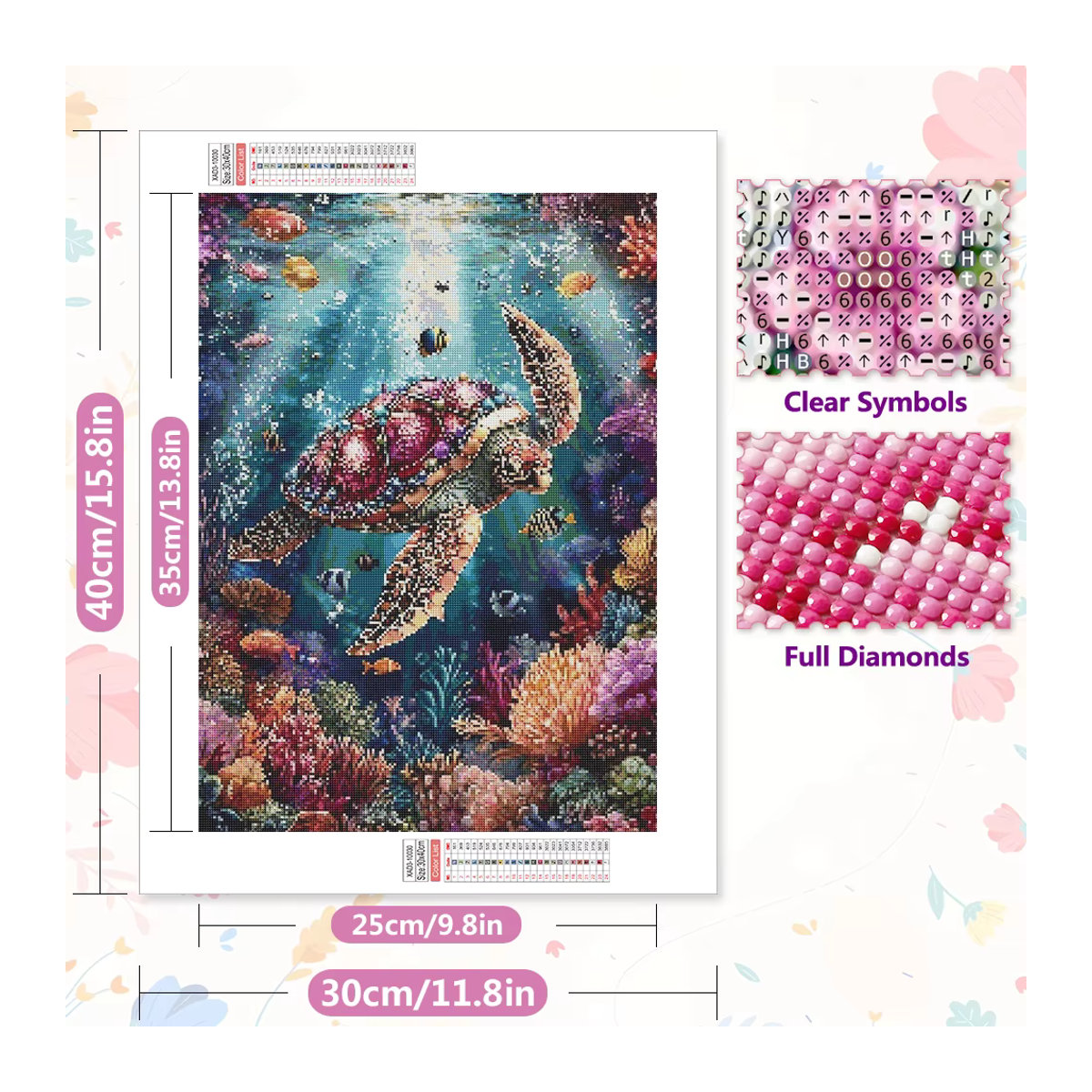 EverShine 5D Diamant-Malerei-Set Schildkröte als Mosaik-Kunstwerk in Mehrfarbig - Bild 2