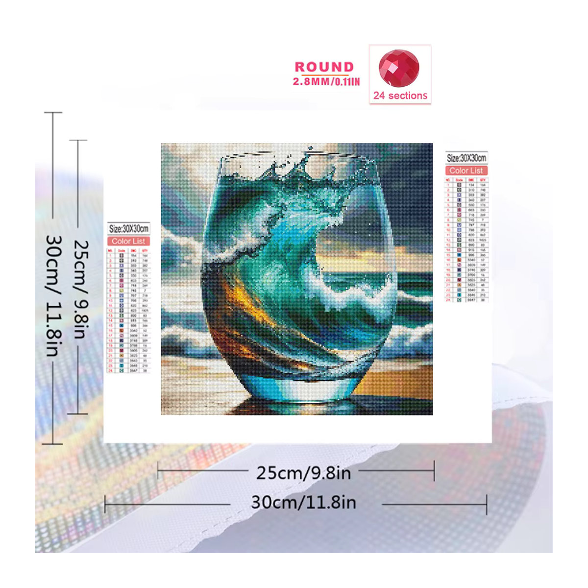 Evershine 5D-Diamant-Mosaik Set mit maritimem Motiv und mehrfarbigen Strasssteinen in runder Ausführung - Bild 1