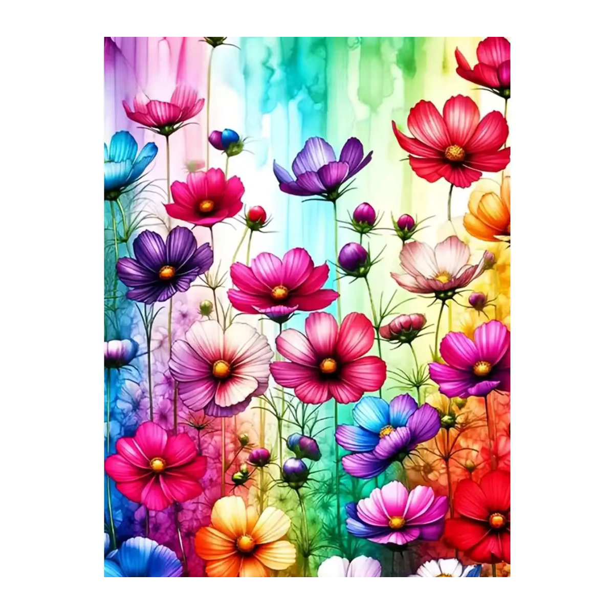 Evershine 5D-Diamant-Mosaik Set Mohnblume als buntes Landschaftsgemälde in floralem Design zum Selbermachen, rund, mehrfarbig - Bild 4