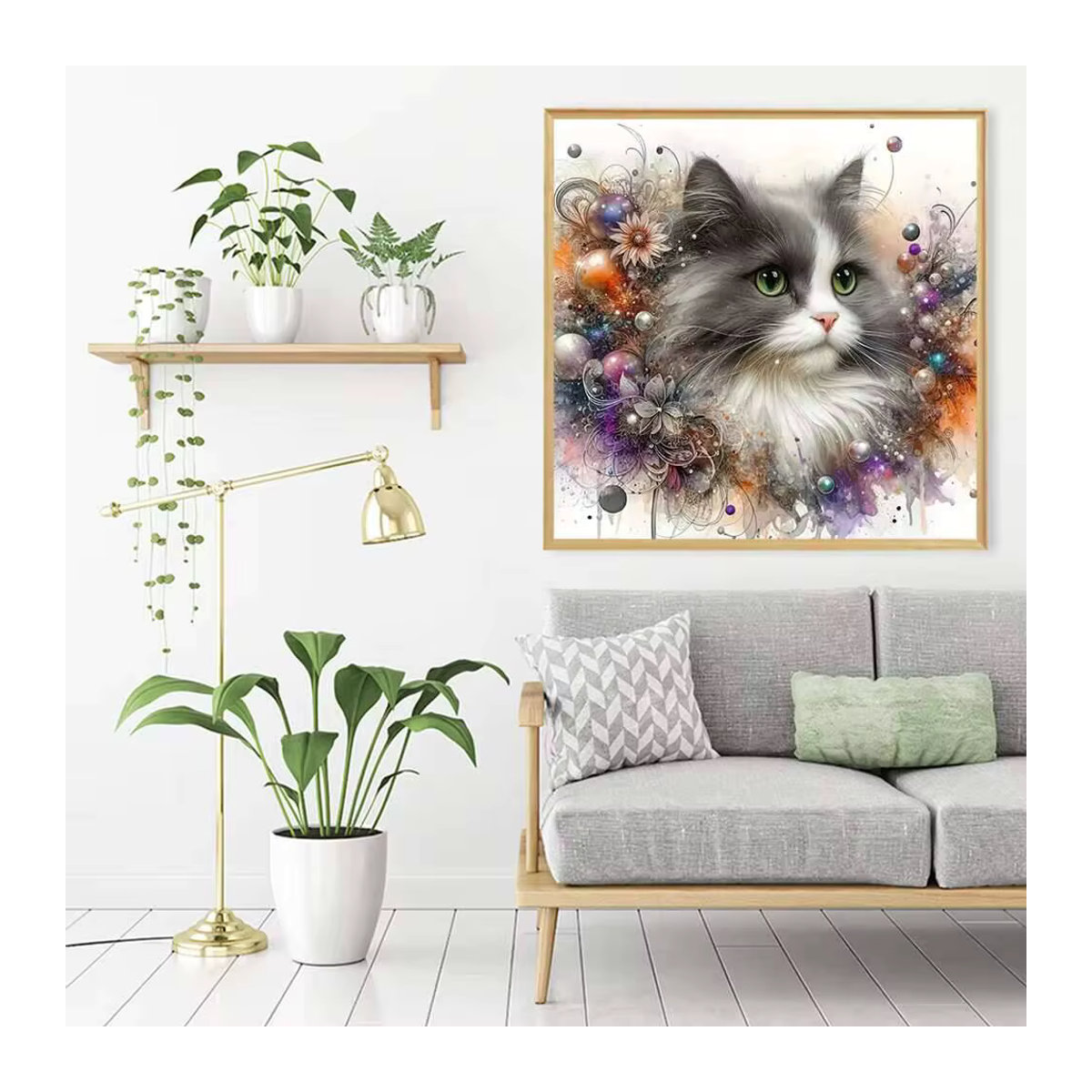 Evershine 5D Diamant Stickerei Katze DIY Mosaik Set, rund, mehrfarbig - Bild 3