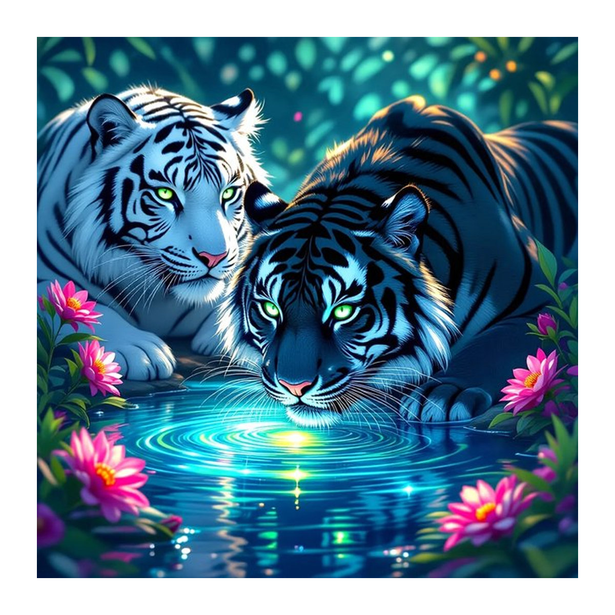 EverShine 5D Diamant Stickerei Kit Tiger Motiv mit runden Steinen in Mehrfarbig als DIY Mosaik Wanddekoration - Bild 1