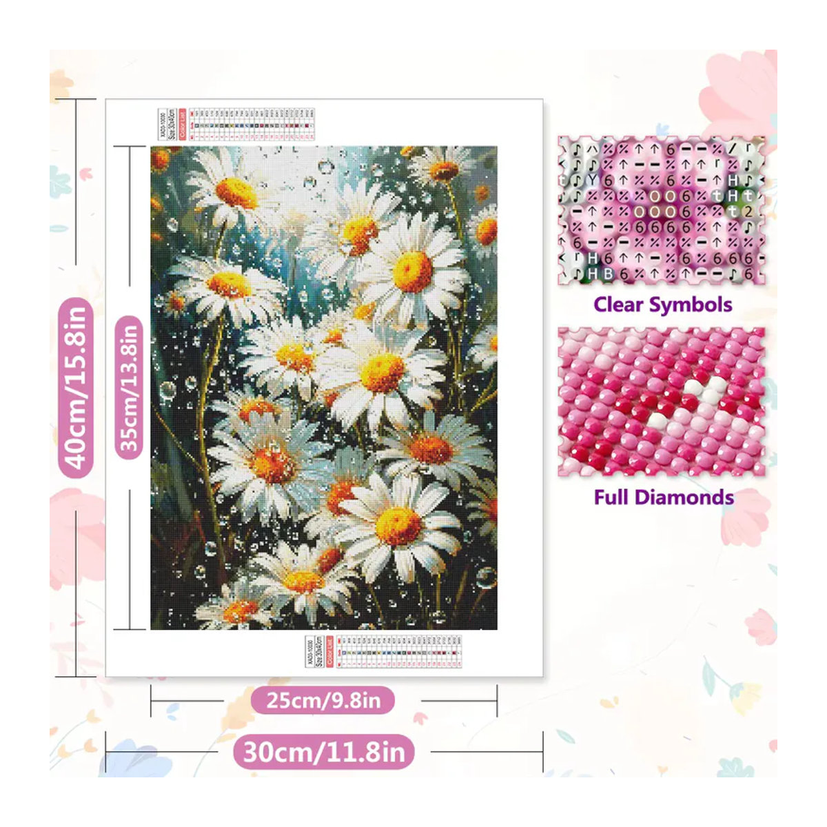 EverShine 5D-Diamantgemälde Gänseblümchen DIY-Mosaik Blumen Set in Mehrfarbig, Rund, Wandmontage - Bild 2