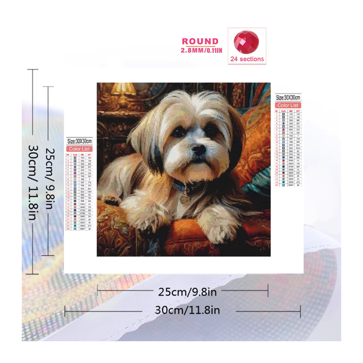 Evershine 5D-Diamantgemälde Hund als DIY-Set mit mehrfarbigen Strasssteinen und Cartoon-Tierbild - Bild 1