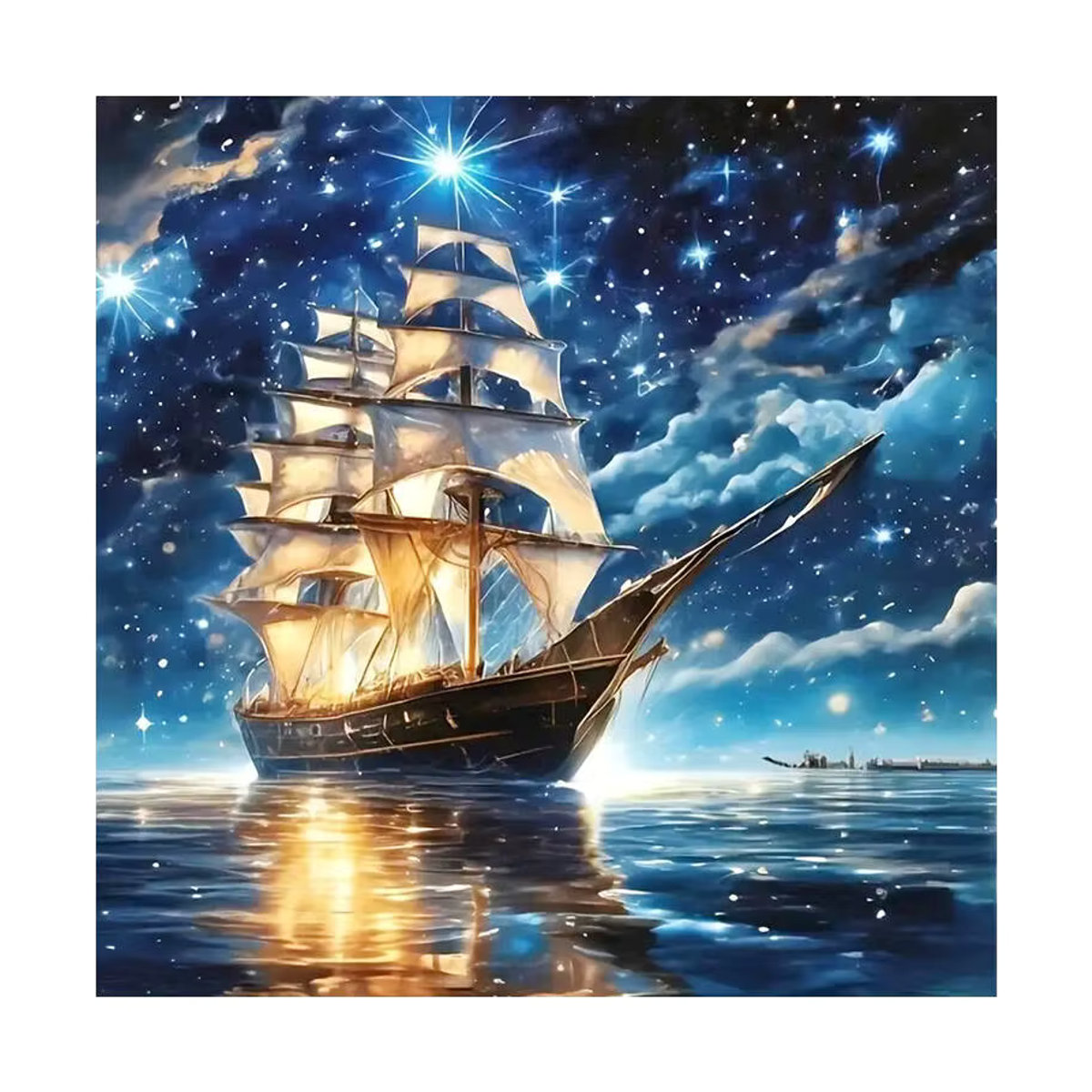 Evershine 5D Diamantgemälde Set Maritimes Motiv Schiff und Meer in Blau, Rundes Diamant-Mosaik zum Selbermachen - Bild 4