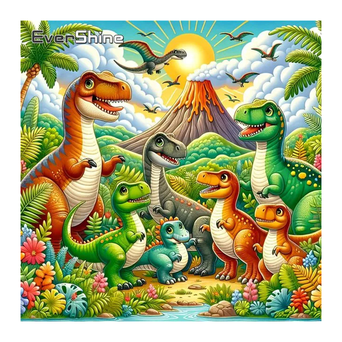Evershine 5D-Diamantgemälde zum Selbermachen mit Cartoon-Drache und Dinosaurier als Tierbild in Mehrfarbig - Bild 1