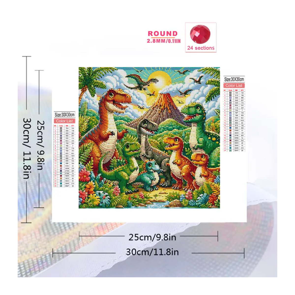 Evershine 5D-Diamantgemälde zum Selbermachen mit Cartoon-Drache und Dinosaurier als Tierbild in Mehrfarbig - Bild 2