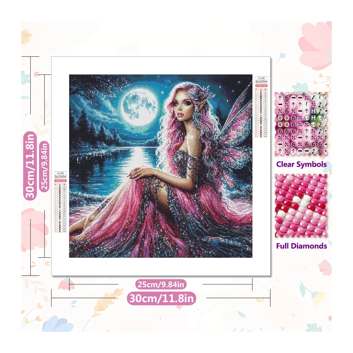 EverShine 5D Diamantmalerei DIY Porträt mit Flügeln und Mond, Mosaik Stickerei Set in Mehrfarbig, Rund, Wandmontiert - Bild 2