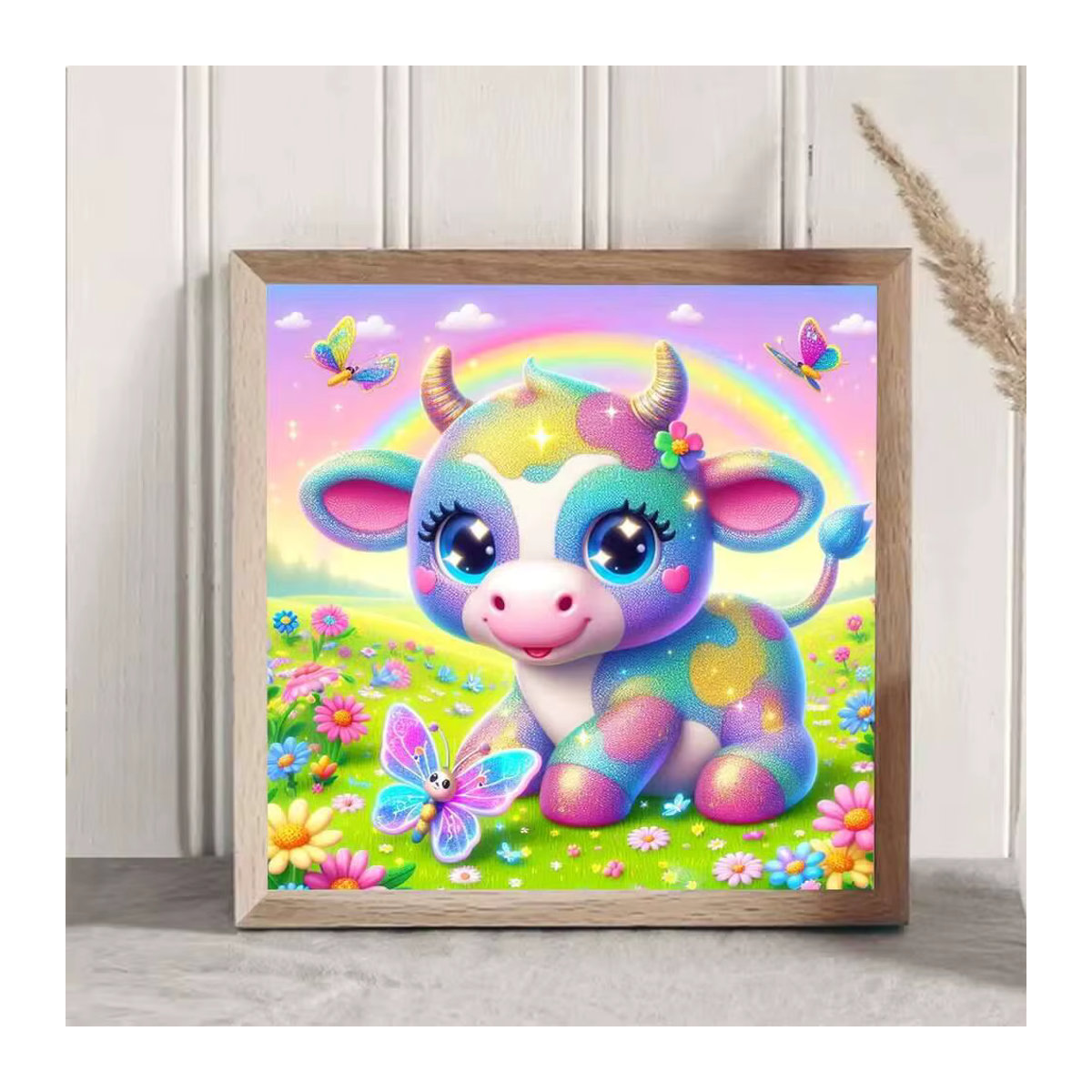 Evershine 5D DIY Cartoon Diamant Malerei Kuh als rundes Mosaik Set in Mehrfarbig - Bild 3