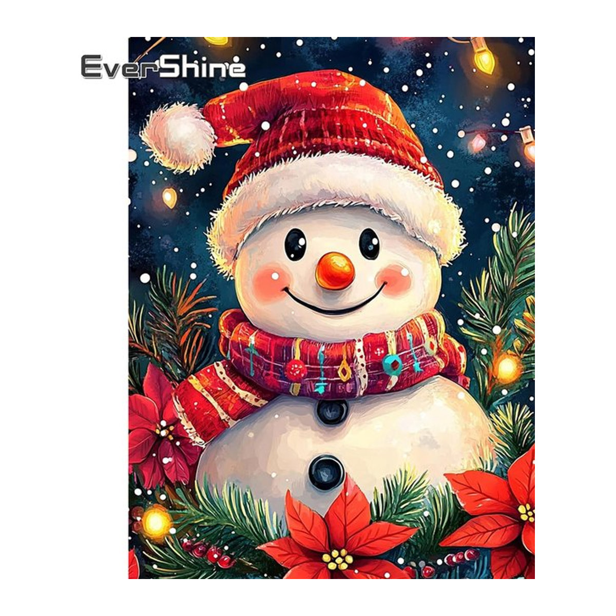 Evershine 5D DIY Diamant Mosaik Set Schneemann Winter Landschaft als mehrfarbige Strass Stickerei für Weihnachten - Bild 1