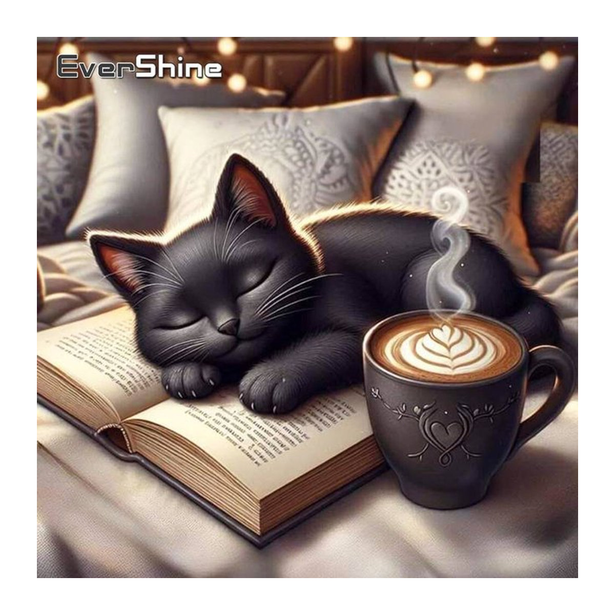 Evershine 5D DIY Diamant Mosaik Set Schwarze Katze Tier Muster in Schwarz für Erwachsene und Anfänger - Bild 1