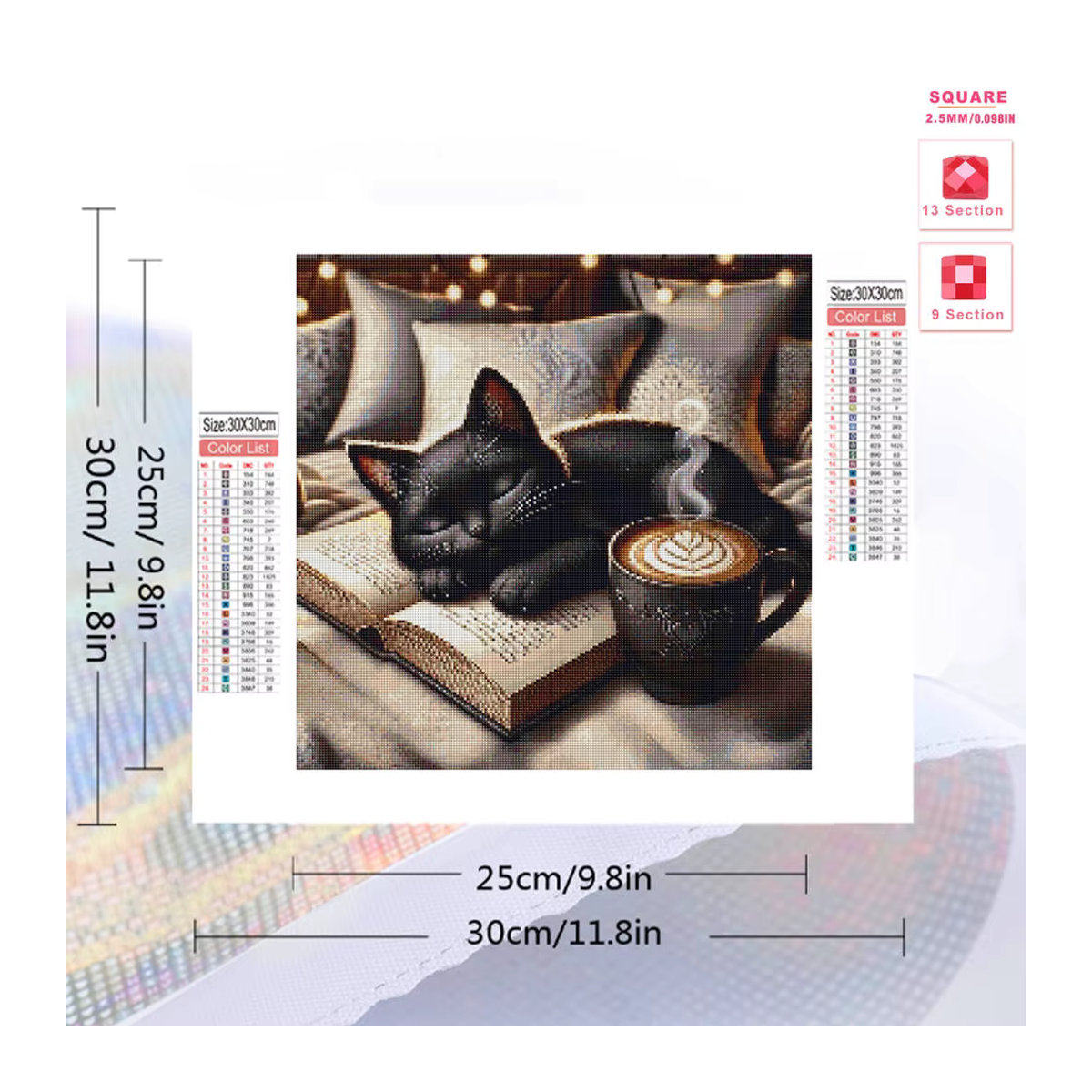 Evershine 5D DIY Diamant Mosaik Set Schwarze Katze Tier Muster in Schwarz für Erwachsene und Anfänger - Bild 2