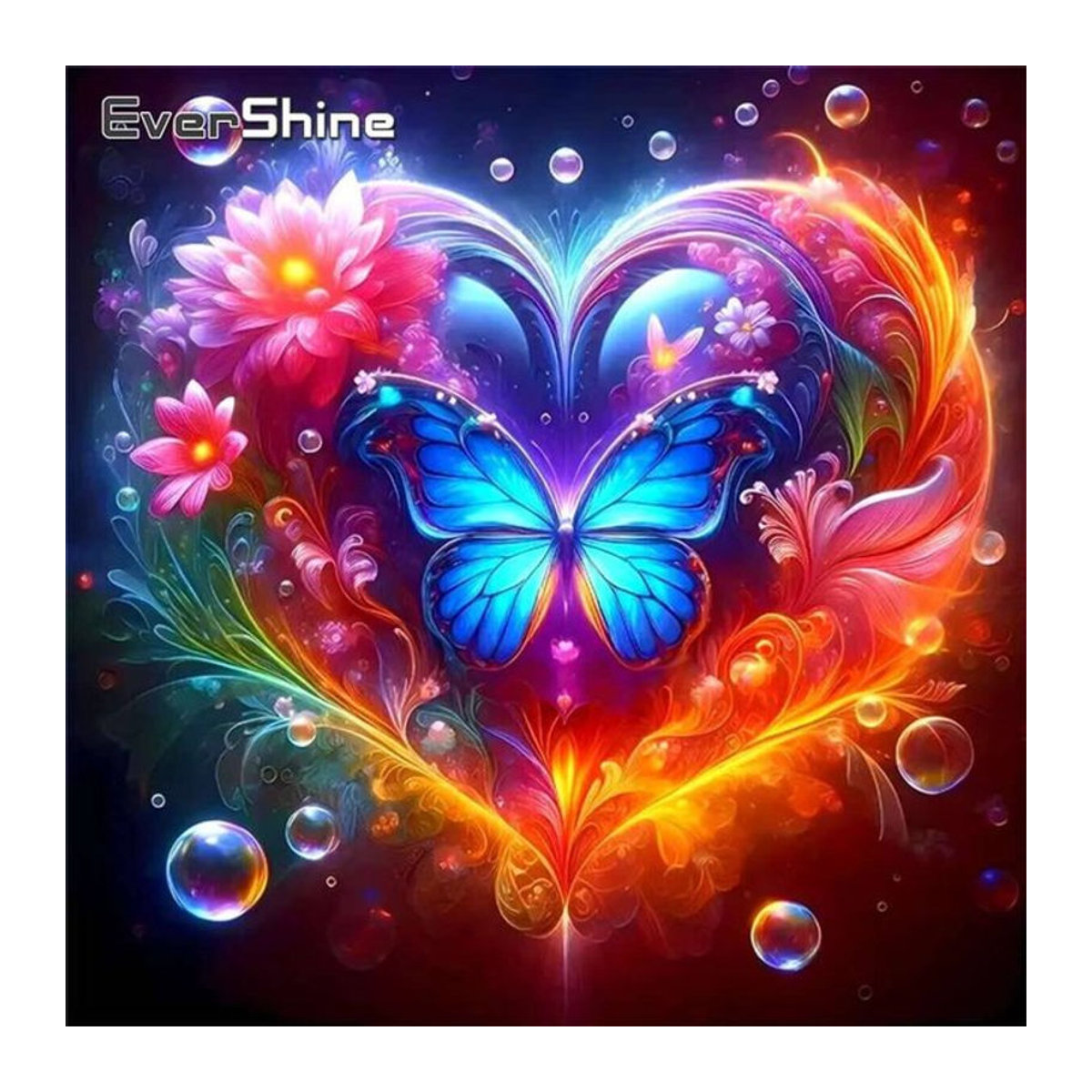 Evershine 5D DIY Diamantmosaik Set Schmetterling und Blumen als Wanddekoration in Mehrfarbig - Bild 1