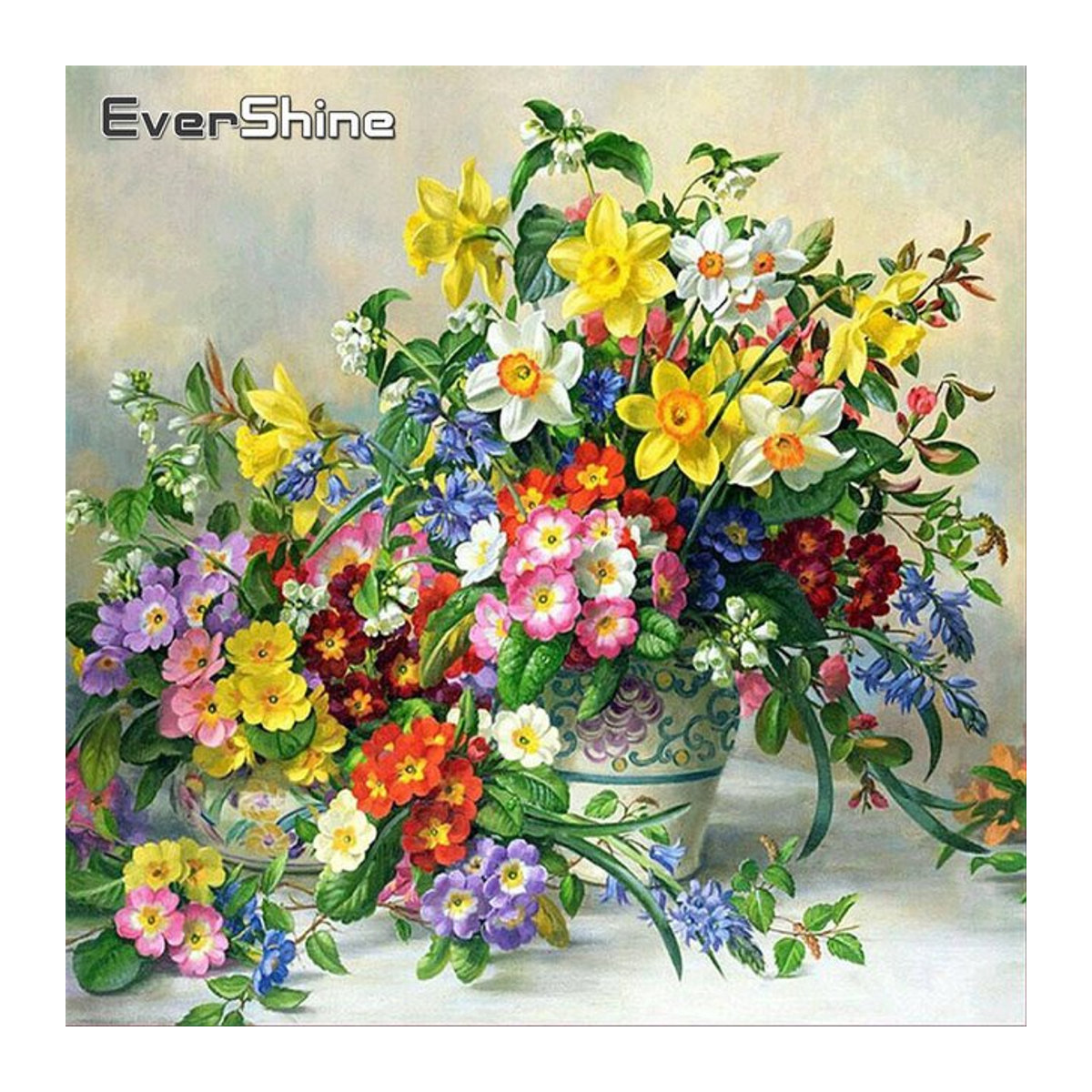 Evershine 5D DIY Diamond Painting Set mit Blumen-Vase-Muster in Mehrfarbig für Erwachsene und Anfänger als Wanddekoration - Bild 1