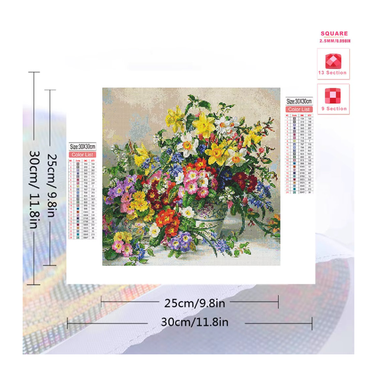 Evershine 5D DIY Diamond Painting Set mit Blumen-Vase-Muster in Mehrfarbig für Erwachsene und Anfänger als Wanddekoration - Bild 2