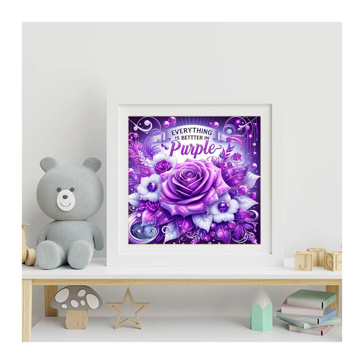 Evershine 5D Voll-Diamant-Stickerei Blumenmosaik Rose in Lila für Erwachsene und Anfänger - Bild 3