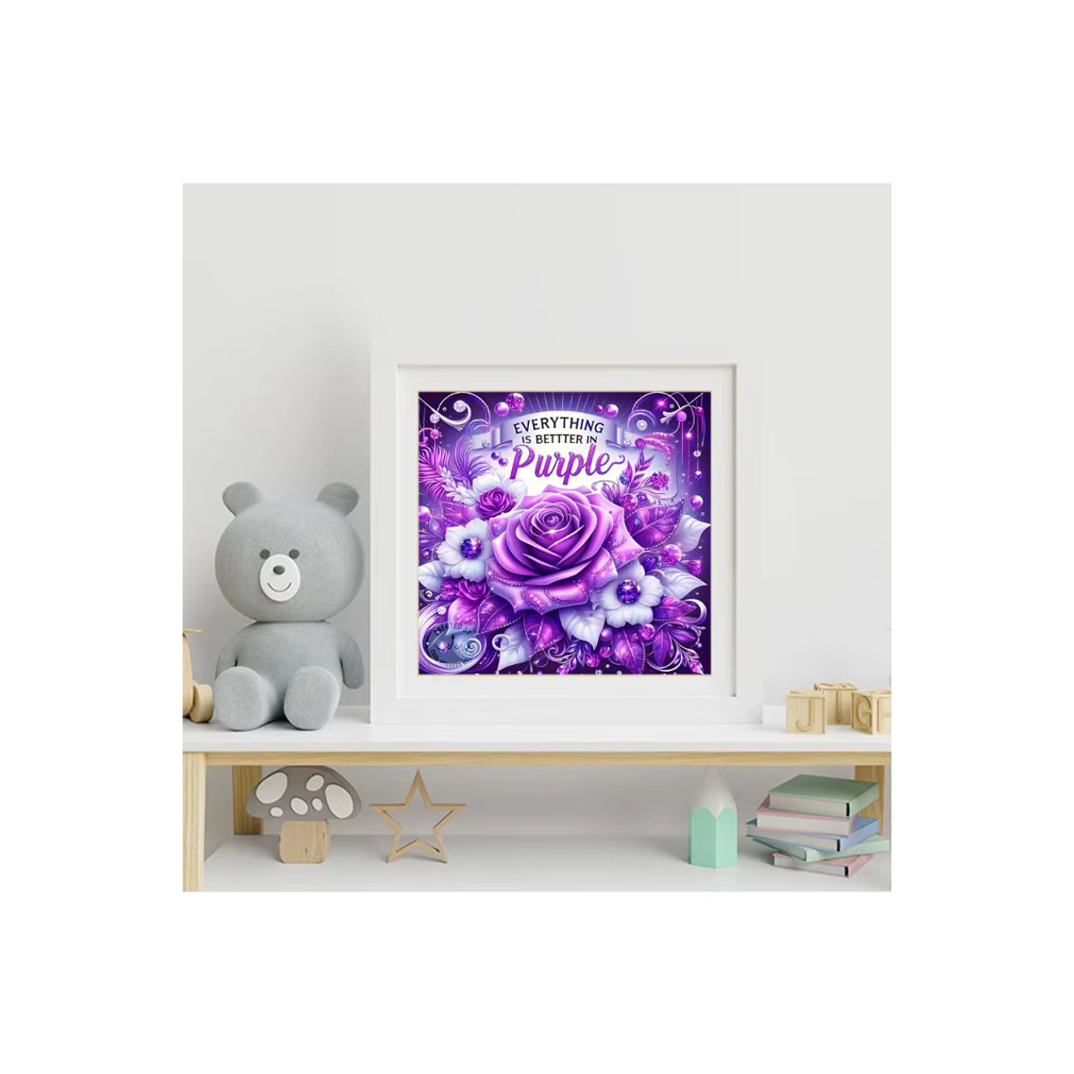 Evershine 5D Voll-Diamant-Stickerei Blumenmosaik Rose in Lila für Erwachsene und Anfänger - Bild 4