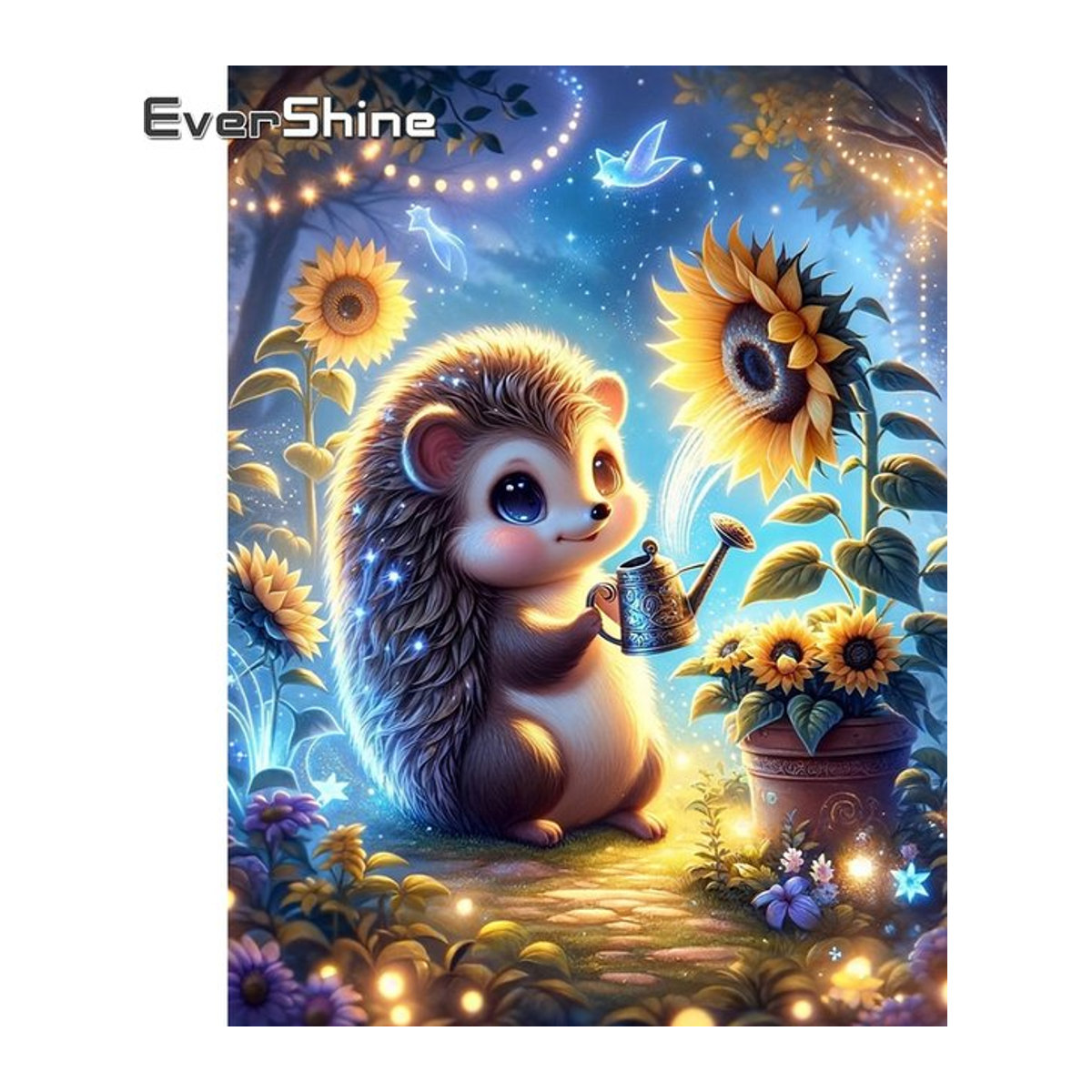 Evershine Diamant-Gemälde Igel-Bild mit Sonnenblumen-Motiv als DIY-Strass-Mosaik-Stickerei in Mehrfarbig, B/H: 30 x 20 cm - Bild 1
