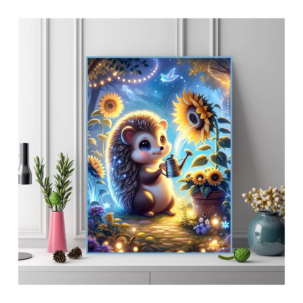 Evershine Diamant-Gemälde Igel-Bild mit Sonnenblumen-Motiv als DIY-Strass-Mosaik-Stickerei in Mehrfarbig, B/H: 30 x 20 cm - Bild 3