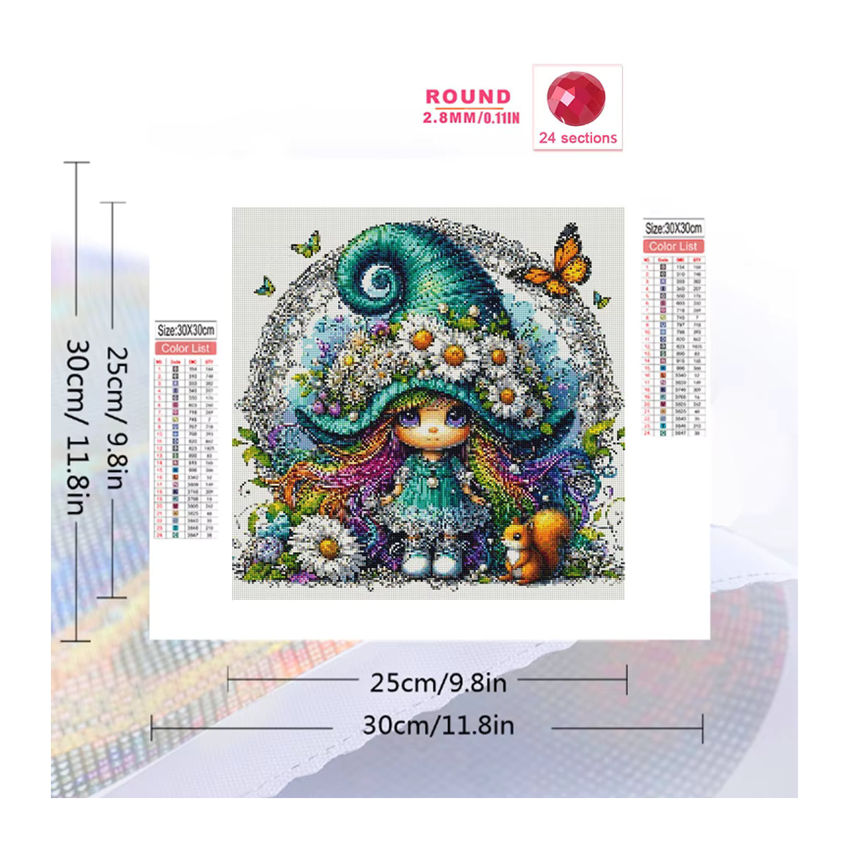 EverShine Diamant-Gemälde Mädchenporträt mit Elfe und Gänseblümchen, mehrfarbige Strass-Stickerei als Mosaik-Dekoration für dein Zuhause - Bild 2